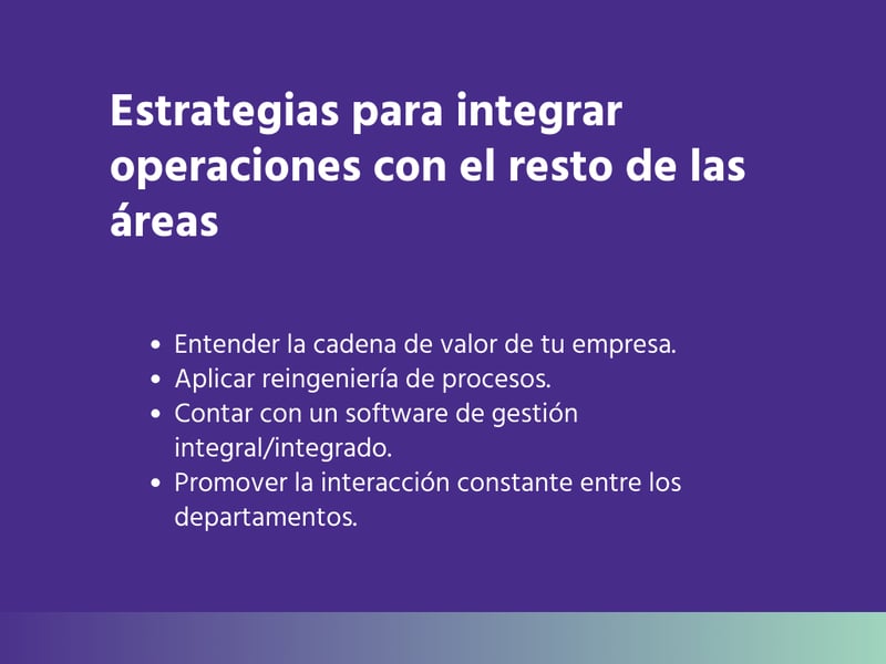 Estrategias para vincular operaciones al resto de las áreas