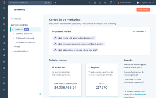 Analíticas de marketing de Hubspot 2