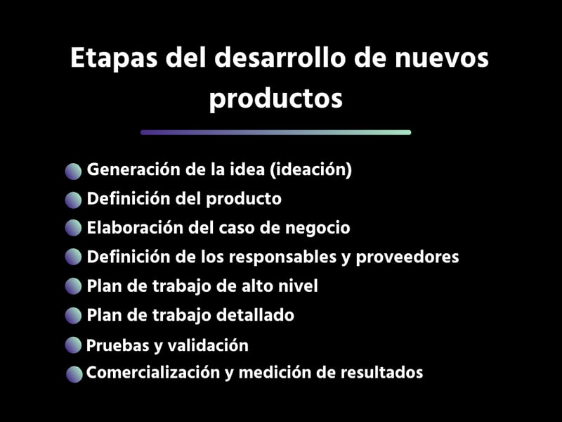 Etapas del desarrollo de nuevos productos