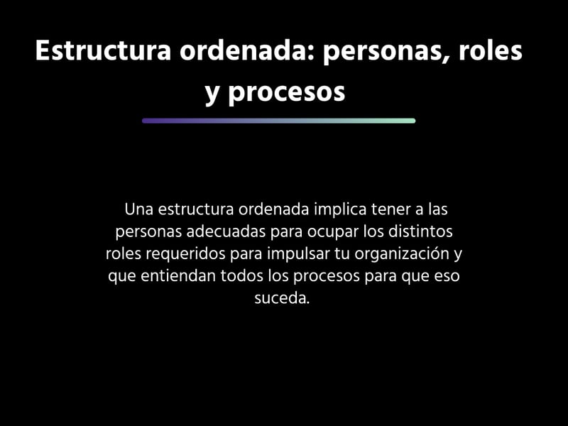 Estructura ordenada: personas, roles y procesos 
