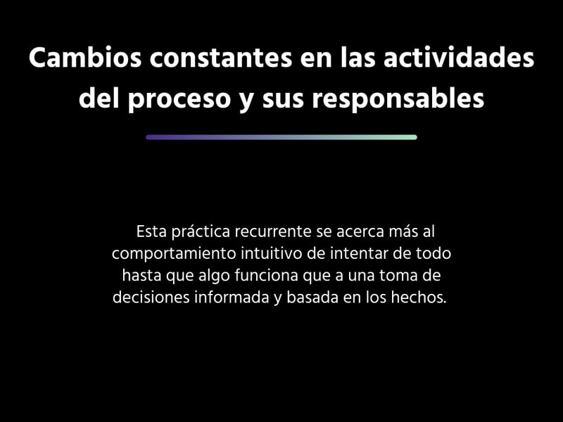 Cambios constantes en las actividades del proceso y sus responsables