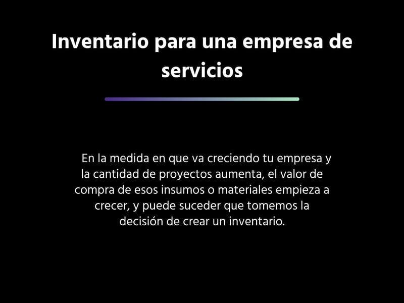 Inventario para una empresa de servicios