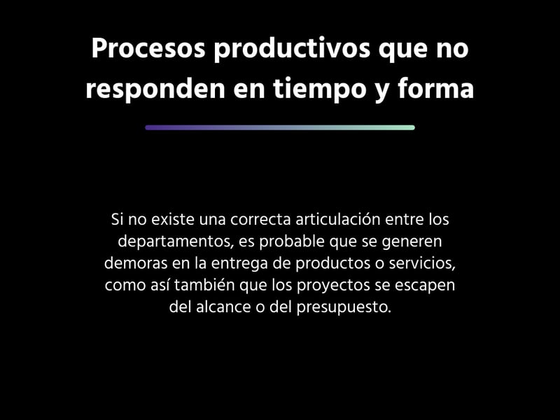 Procesos productivos que no responden en tiempo y forma