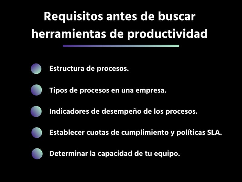 Requisitos antes de buscar herramientas de productividad