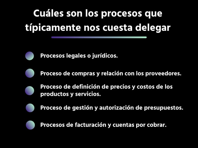 Cuáles son los procesos que típicamente nos cuesta delegar